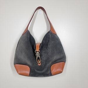 Dooney and Bourke suede slouchy shoulder bag gray tan